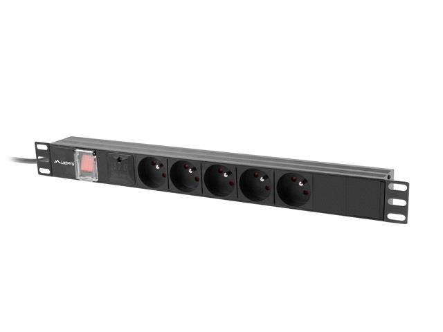 Listwa zasilająca Lanberg Rack Pdu 19" 1U 16A 5x 230V Pl 2M Czarna
