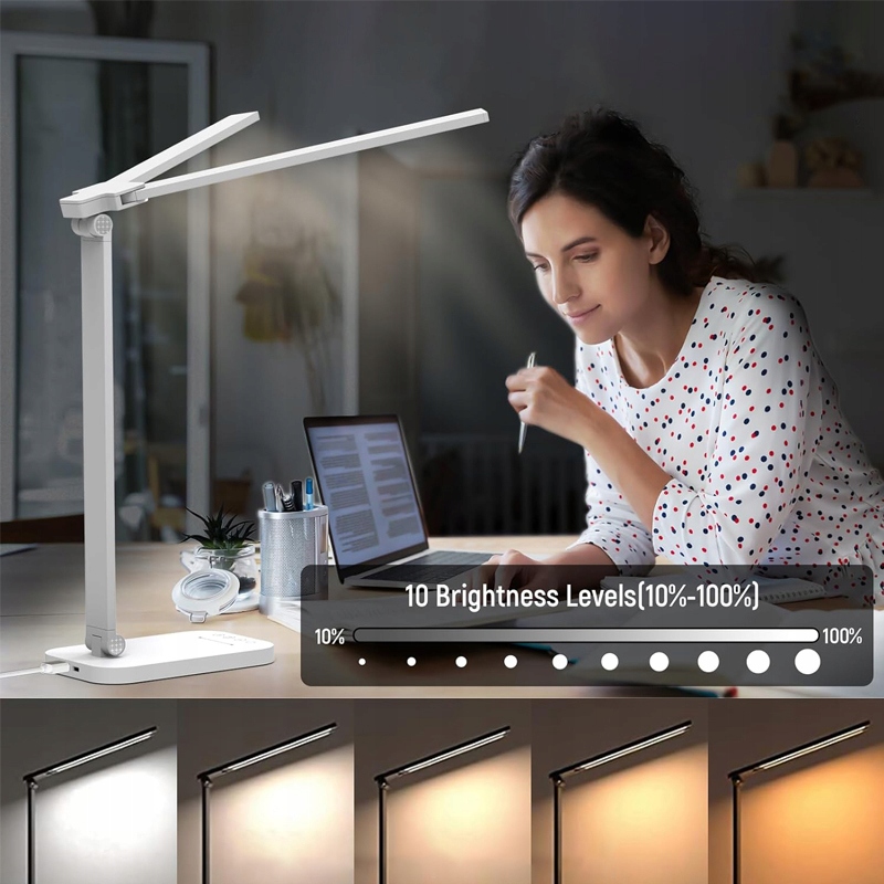 LAMPKA BIURKOWA LED PODWÓJNA USB LAMPKA KREŚLARSKA SZKOLNA Marka inna