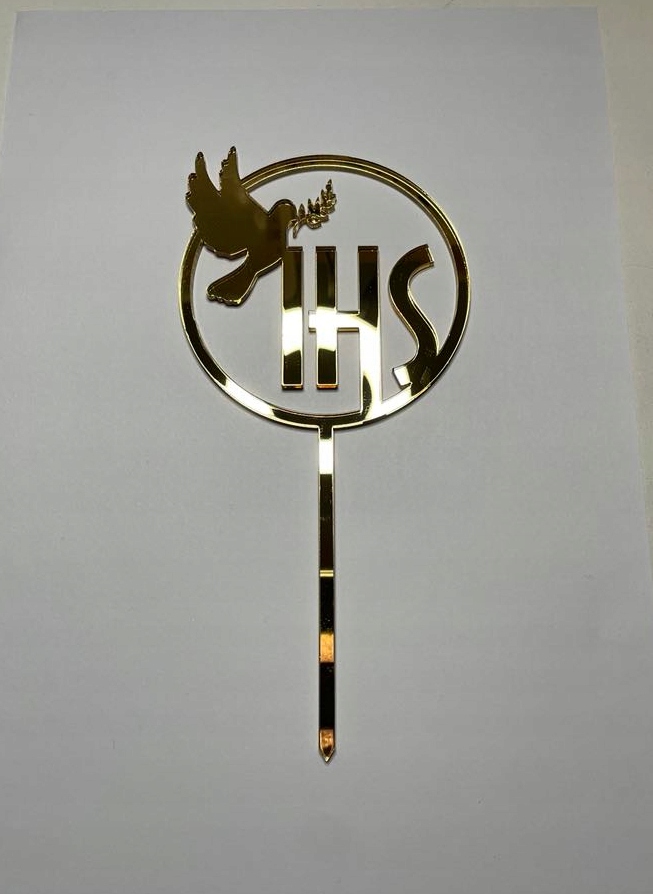 Toper Topper na tort komunia ZŁOTY hostia IHS PREMIUM EAN (GTIN) 5905529699832