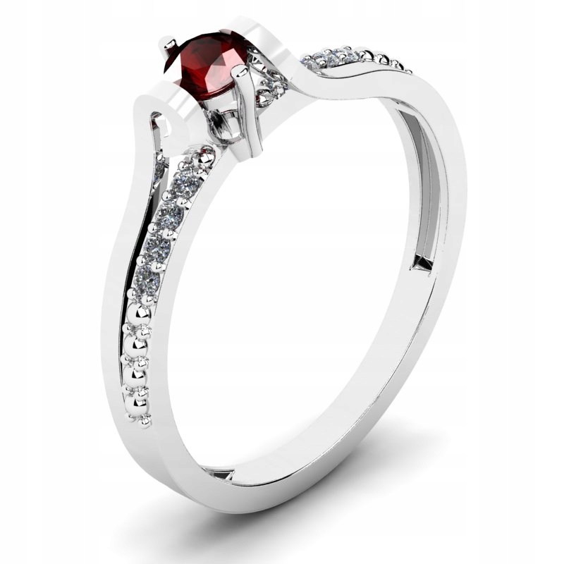 

Pierścionek Z Białego Złota Z Bordową Cyrkonią 3MM