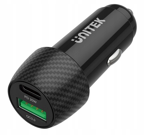 Unitek Ładowarka Samochodowa 38W, Usb-a Usb-c, QC3