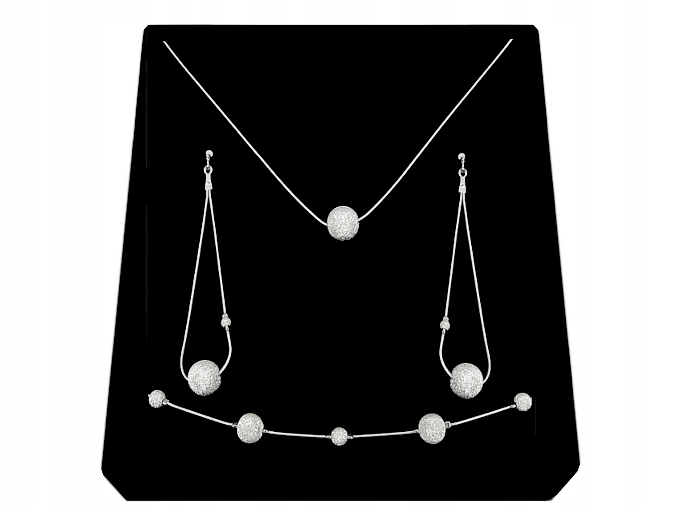 

Srebrny Komplet Kulki Diamentowane srebro 925