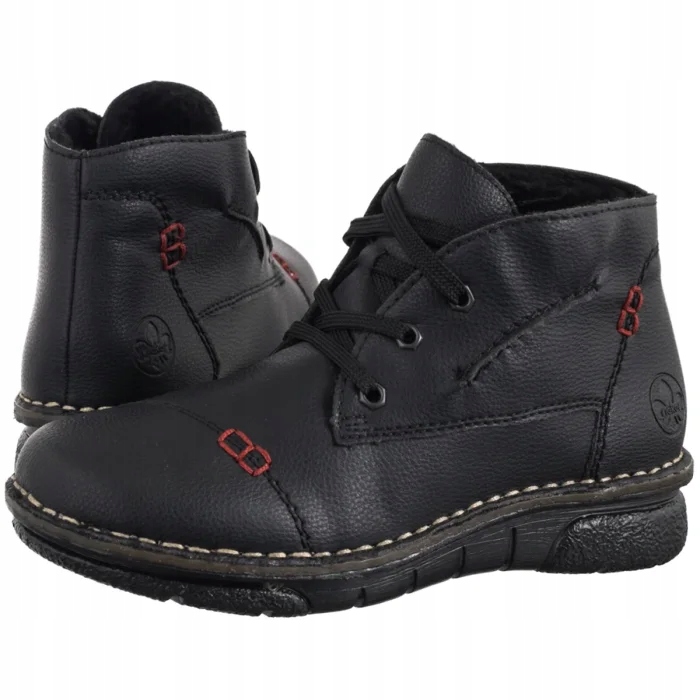 Dámské kožené boty Rieker Černé 73301-00 Black