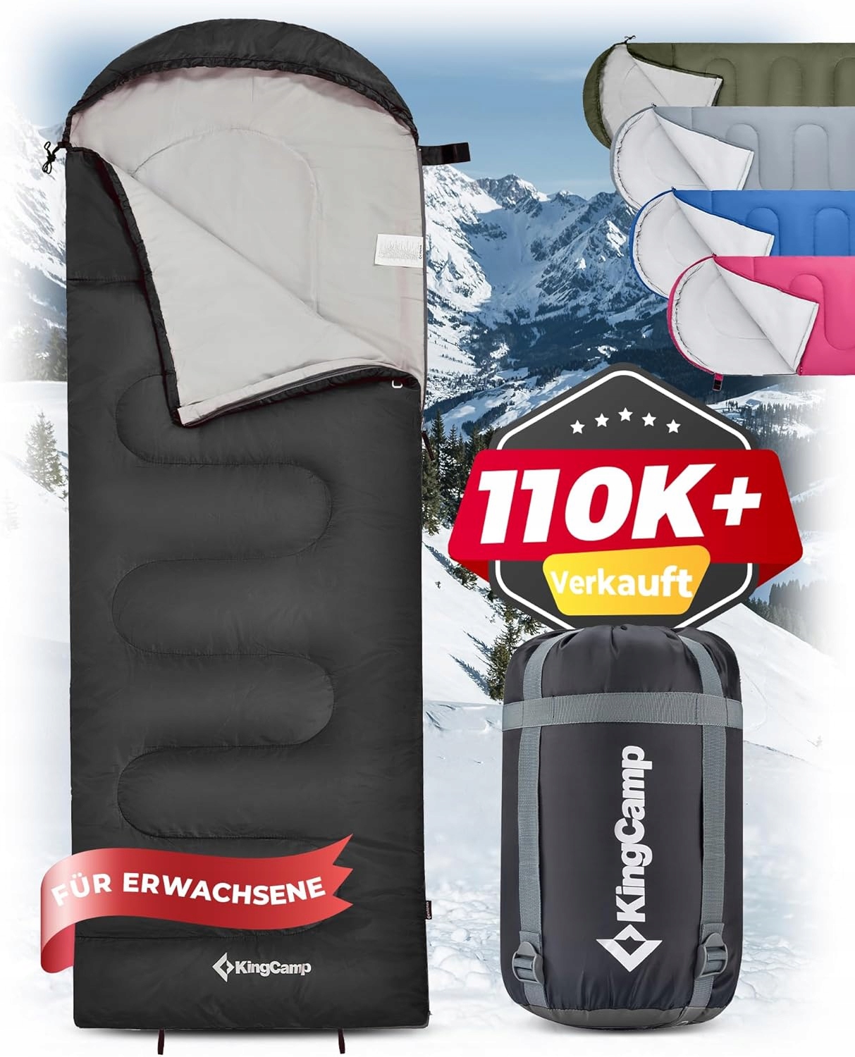 Turistický Spací Pytel 3 Roční Období Komfortní 220x75 CM Polyster 190T 70g/m2 Bk