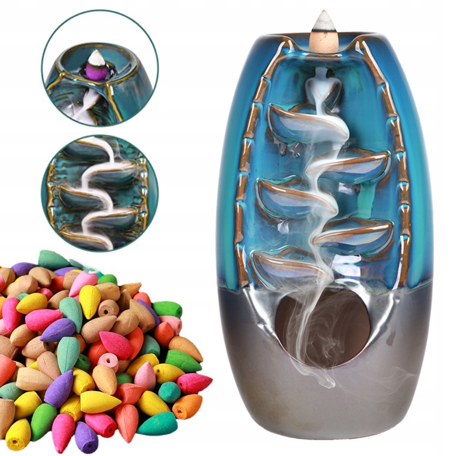 

Kominek Zapachowy Wodospad Kadzidło Backflow Knoty