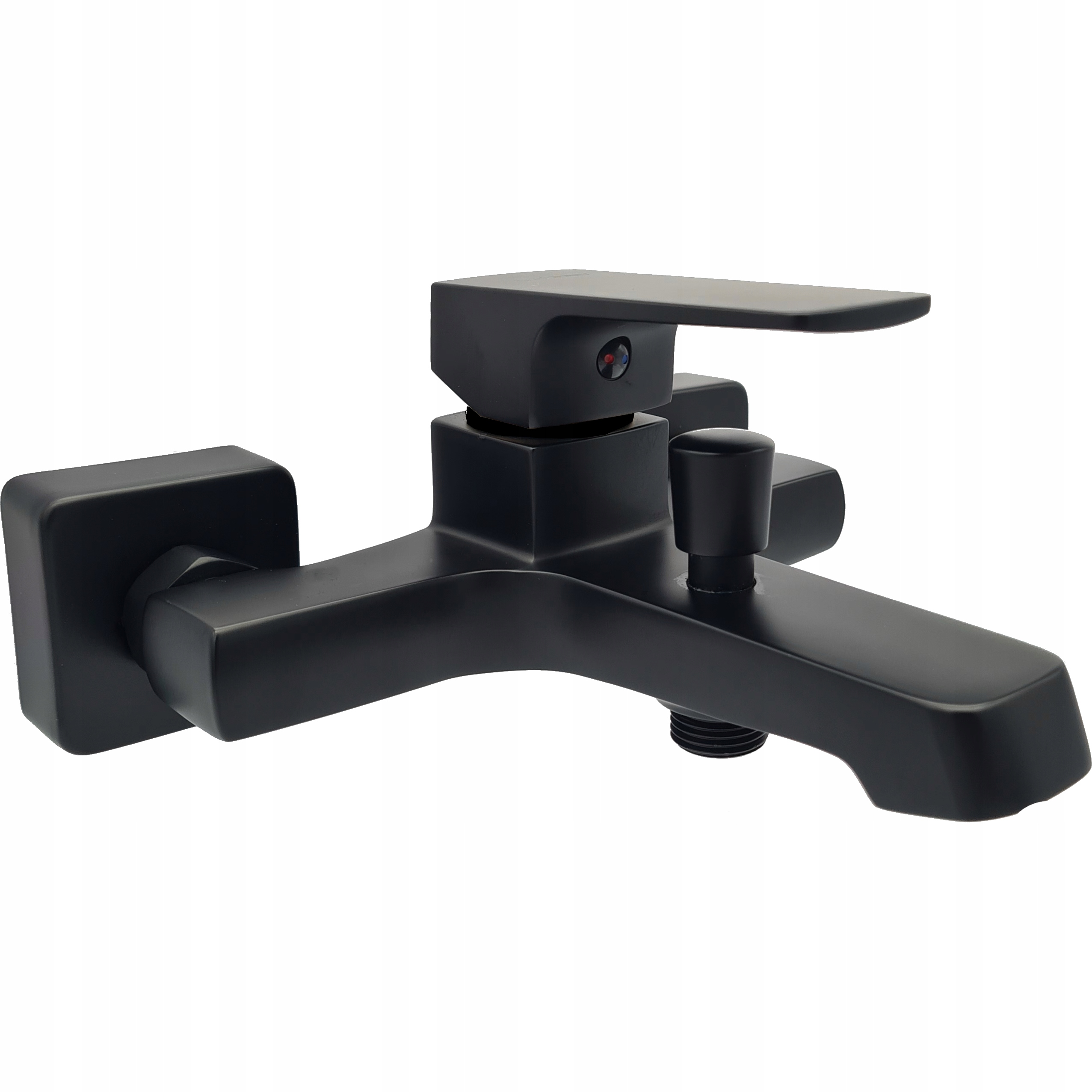 TRWAŁA BATERIA WANNOWA ŚCIENNA CZARNA MATOWA CUBIC LOFT PRYSZNIC