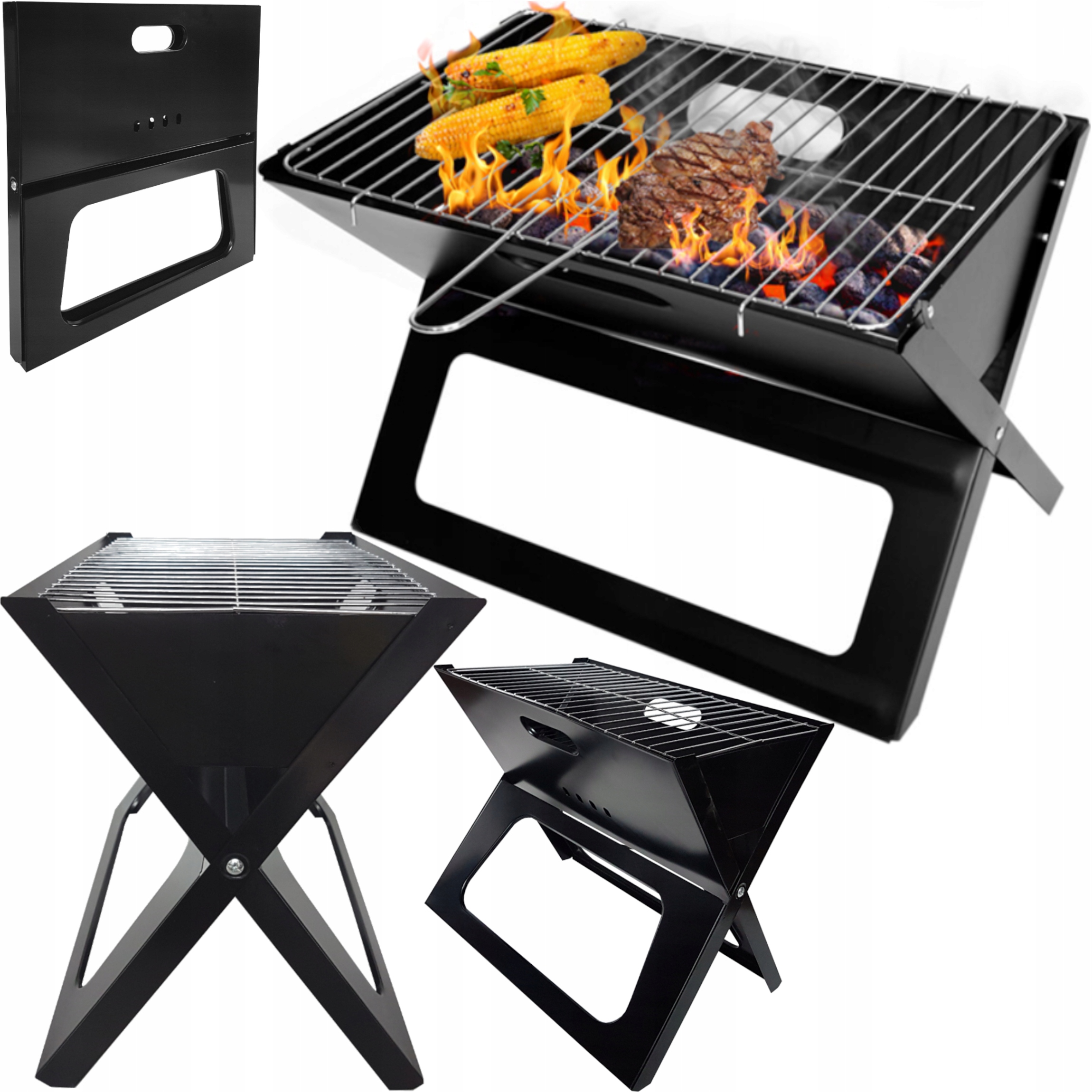 Zahradní Gril Na Dřevěné Uhlí Kufr Popelník Cestovní Přepravní Rošt