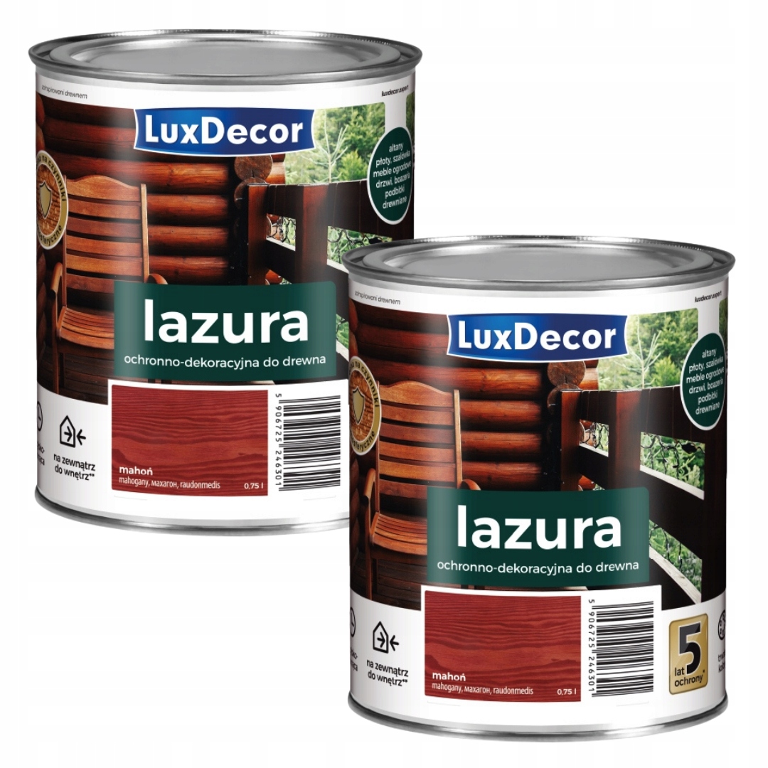 Sada 2KS Luxdecor Dekorativní Lazura Na Dřevo 2,2L Mahagon