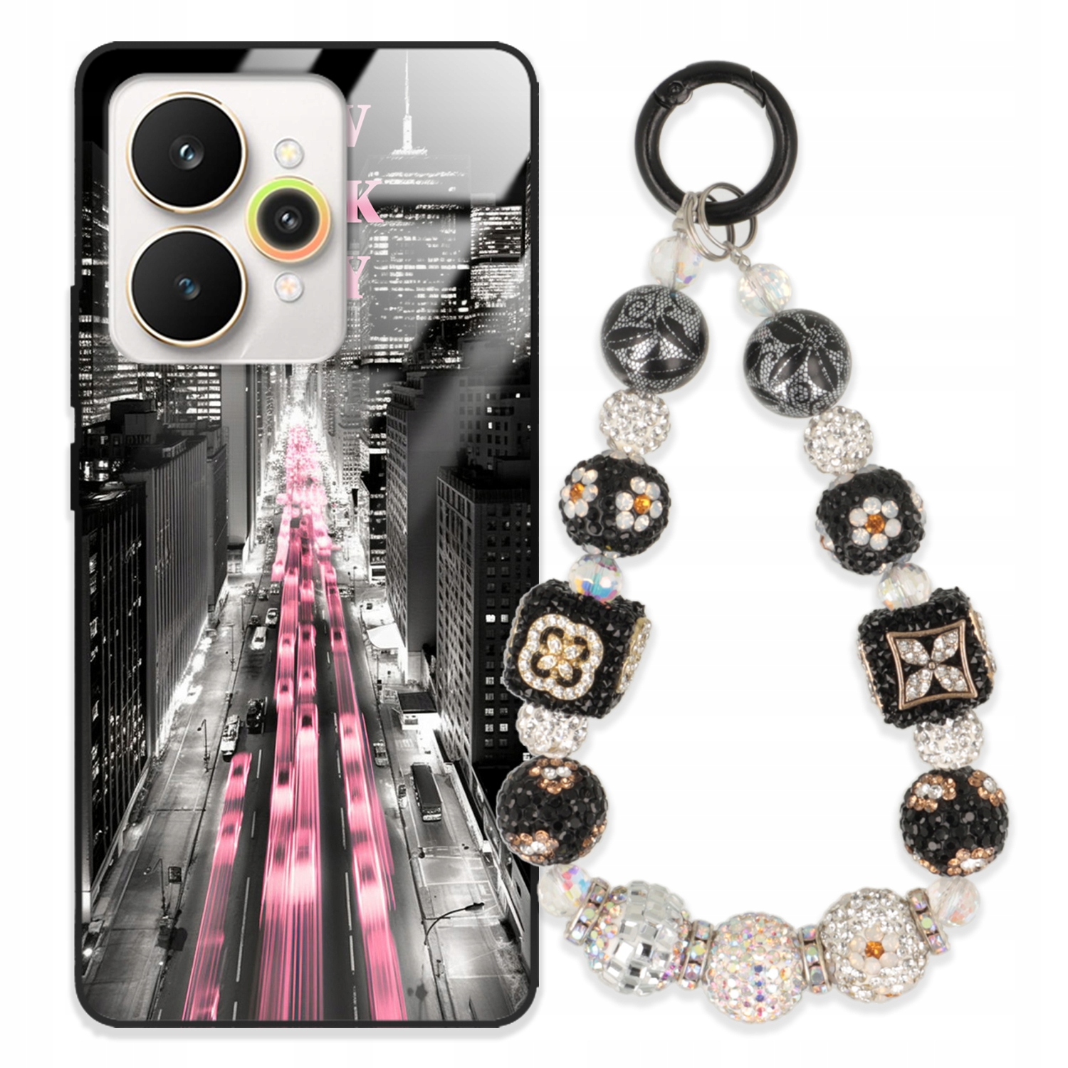 Puzdro Na Realme 15 5G Sklo Kľúčenka Elegantné Prémiové Vzory Puzdra