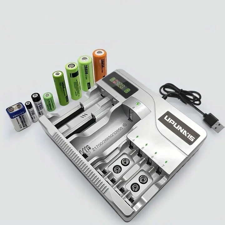 WIELOFUNKCYJNA SZYBKA ŁADOWARKA DO AKUMULATORKÓW BATERII 7 GNIAZD AAA USB Kod producenta Uniwersalna ładowarka LiitoKala Lii-S12