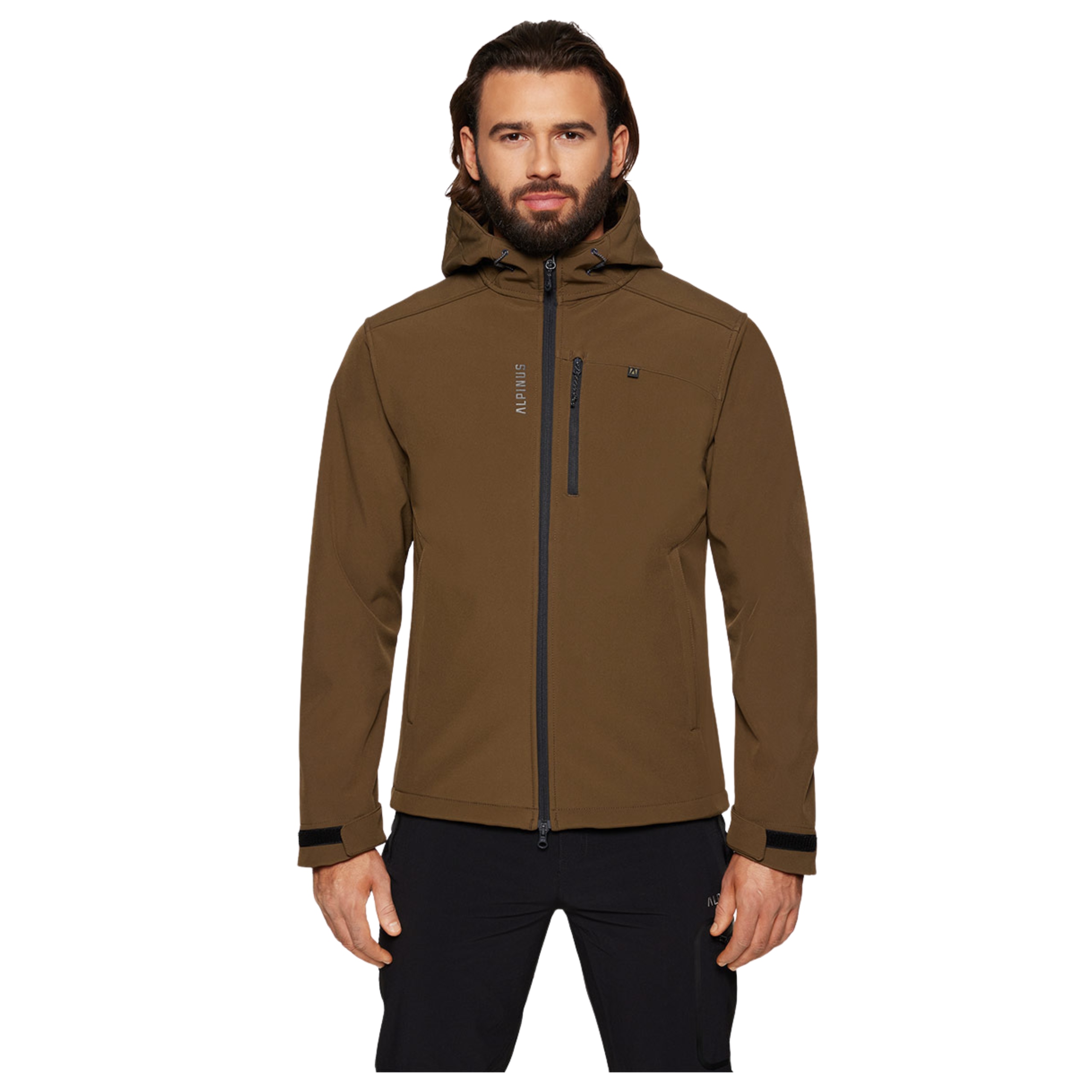 Kurtka Softshell Alpinus Męska Przeciwdeszczowa Aso Khaki Z Kapturem M
