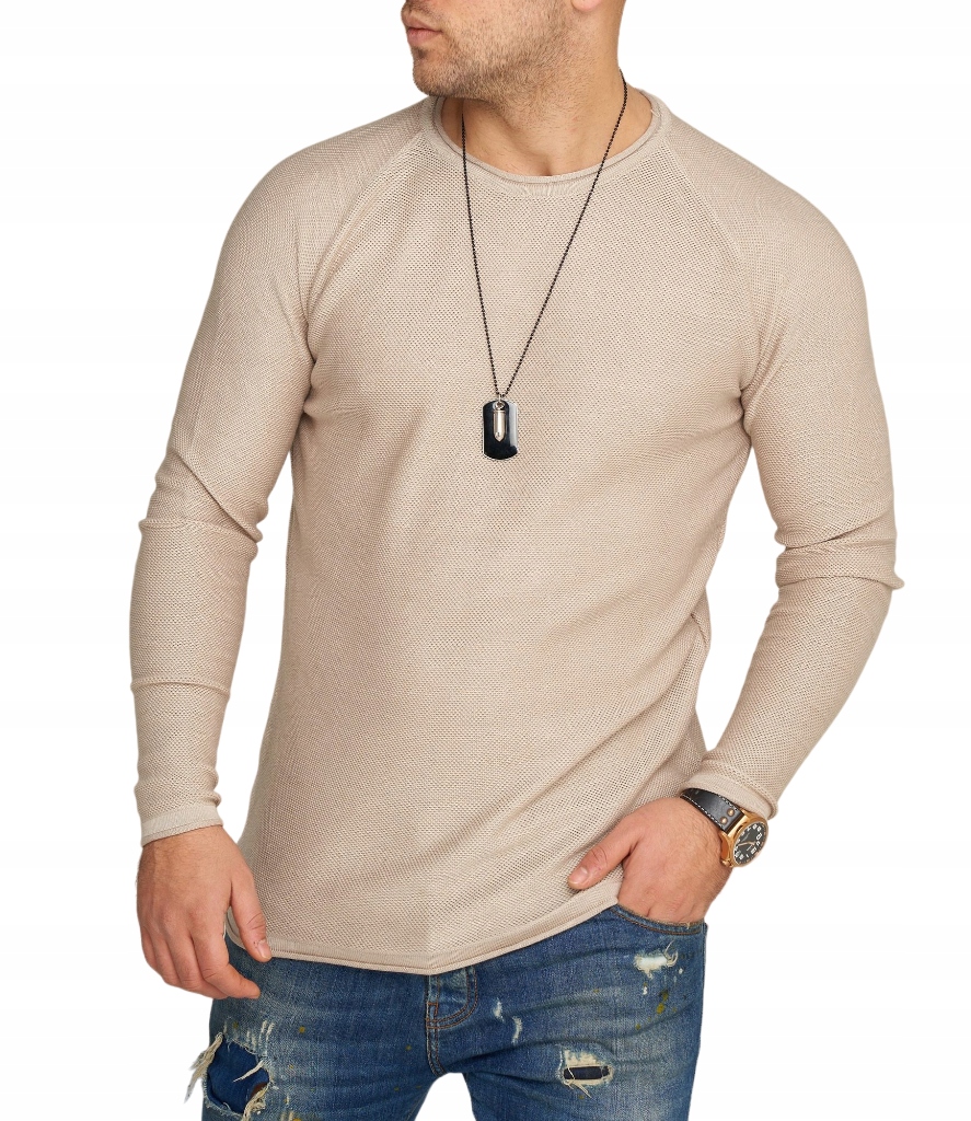 Pánský elegantní tenký svetr Béžová S