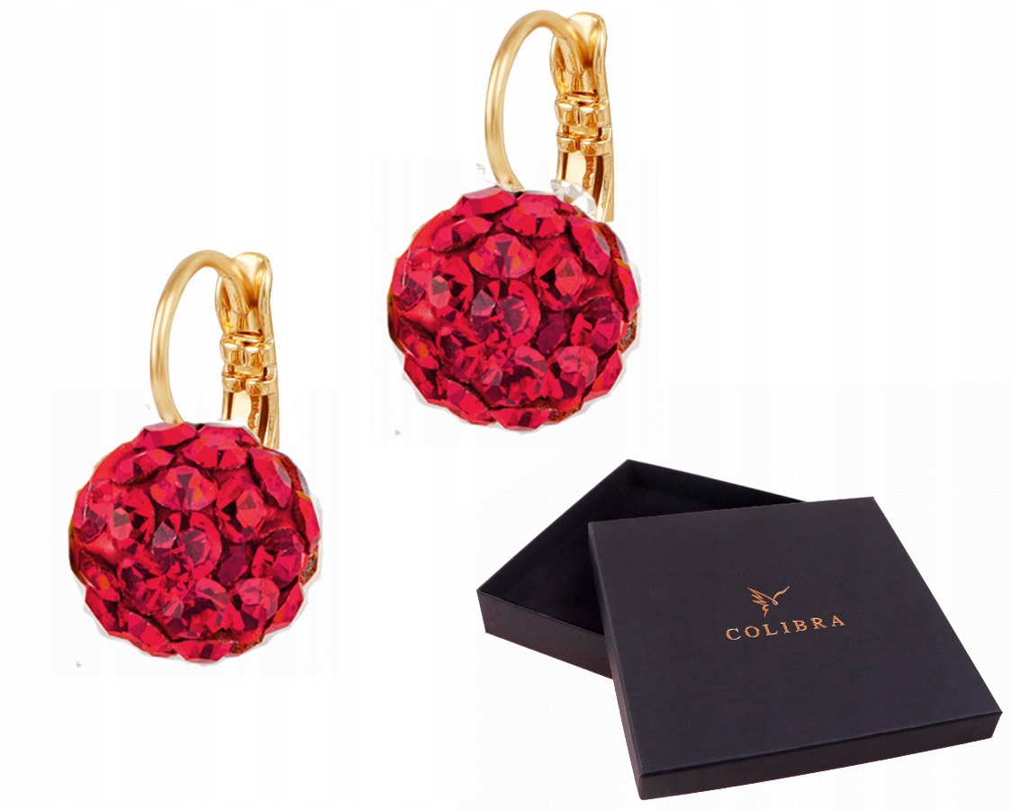 Zlaté Náušnice Červené Krystaly Preciosa Efektní Malé Šperky Colibra