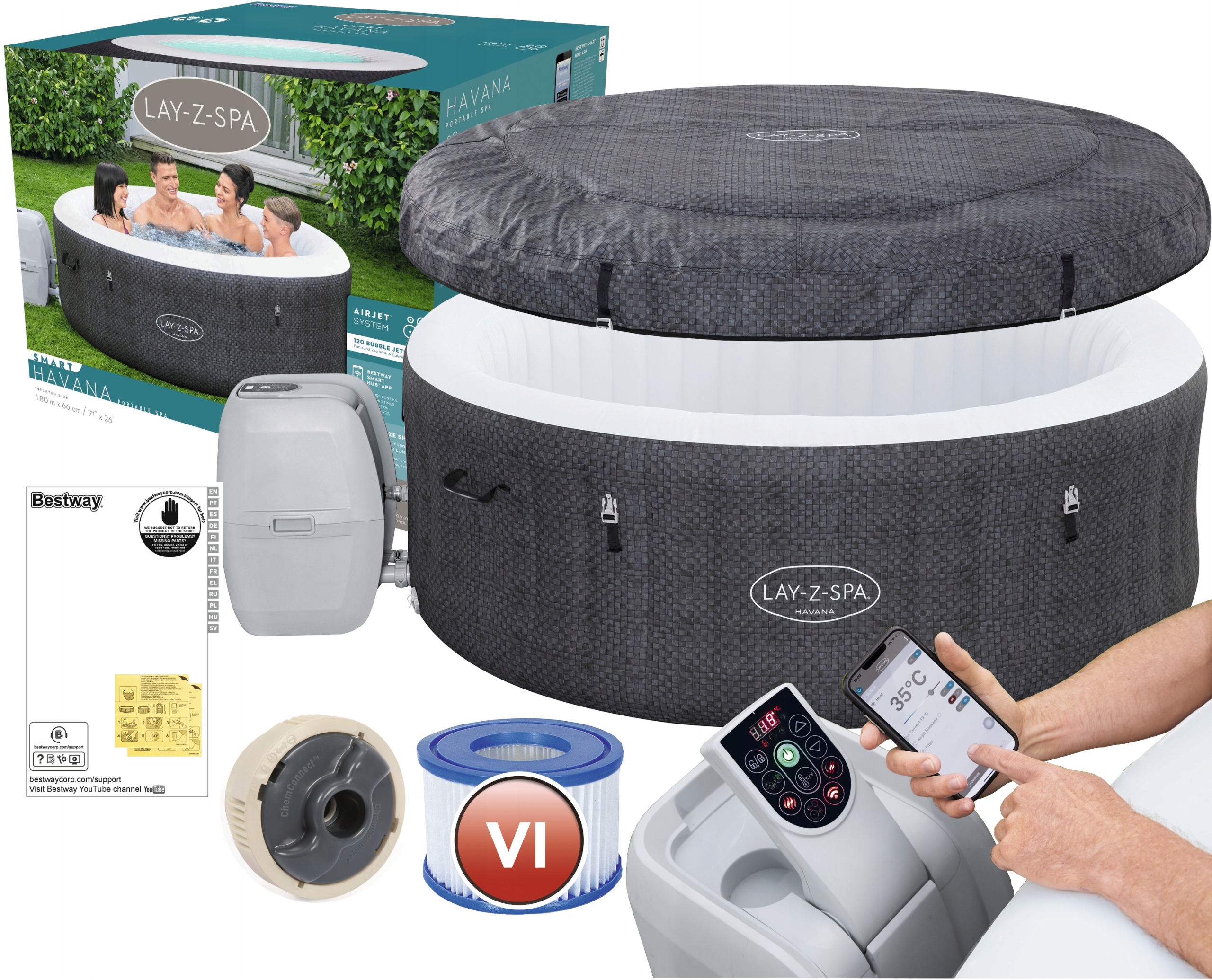 BESTWAY 60035 SPA HYDROMASAŻ PODGRZEWACZ Wi-Fi