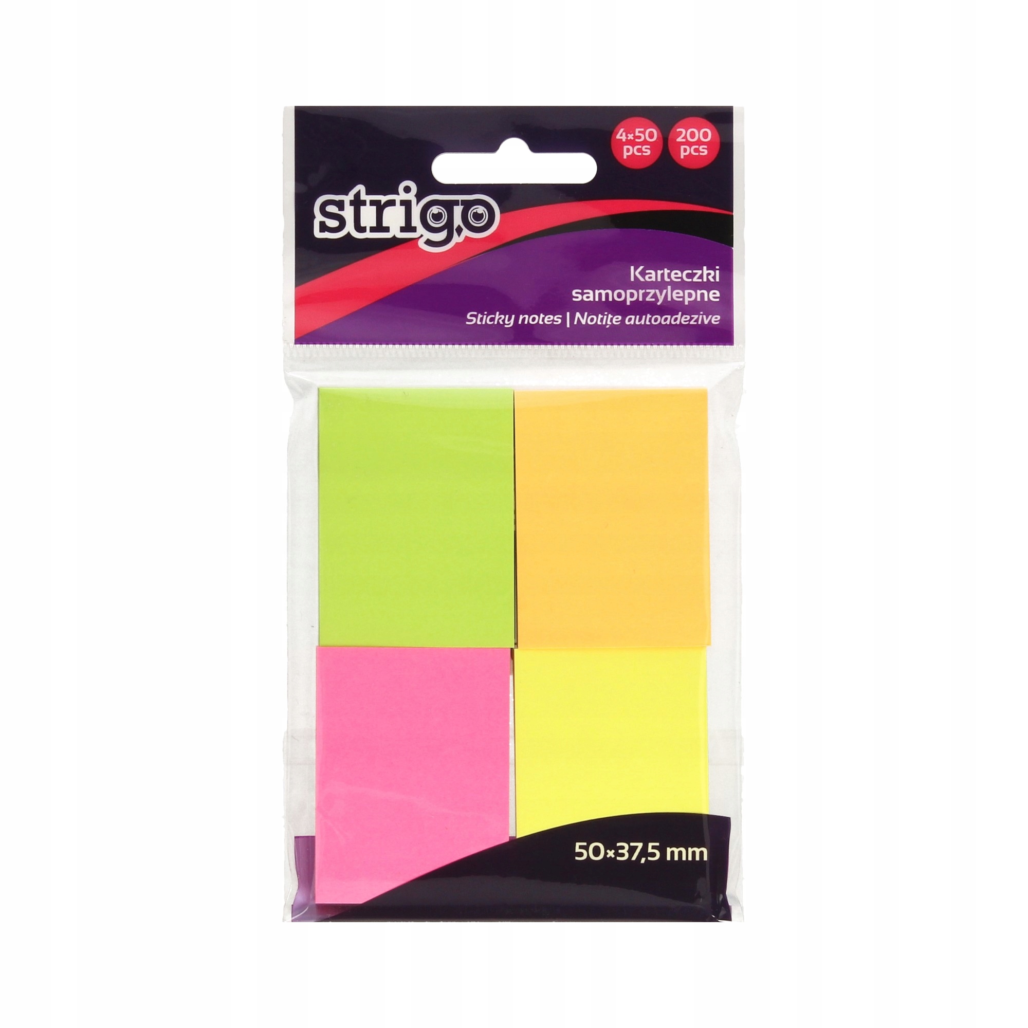 

Karteczki samoprzylepne 50x37.5/200 neon Strigo