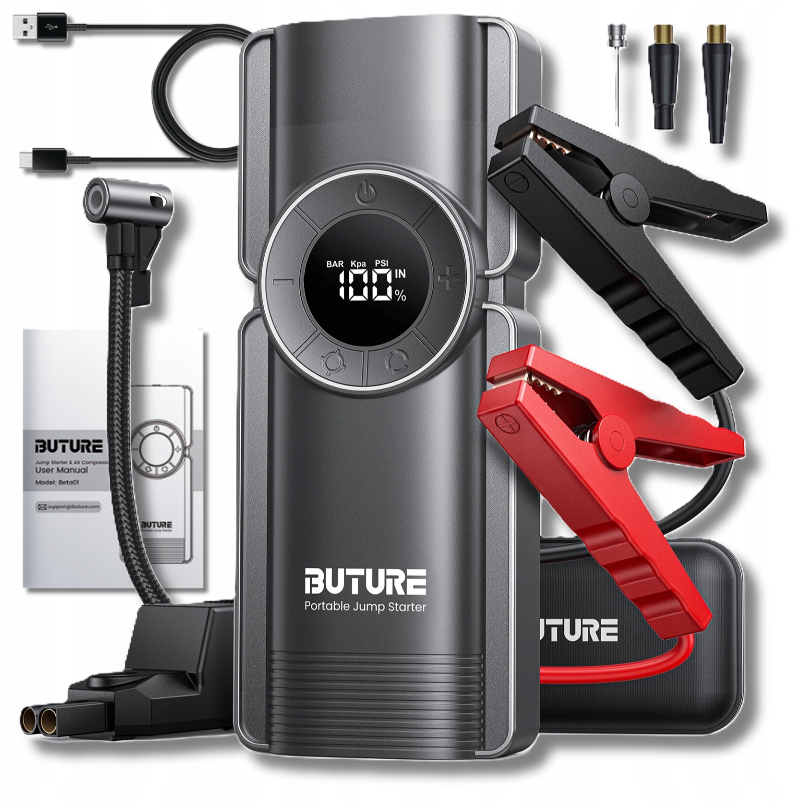 Štartovacie Zariadenie 4v1 Booster Jump Starter Powerbank Kompresor 2500A