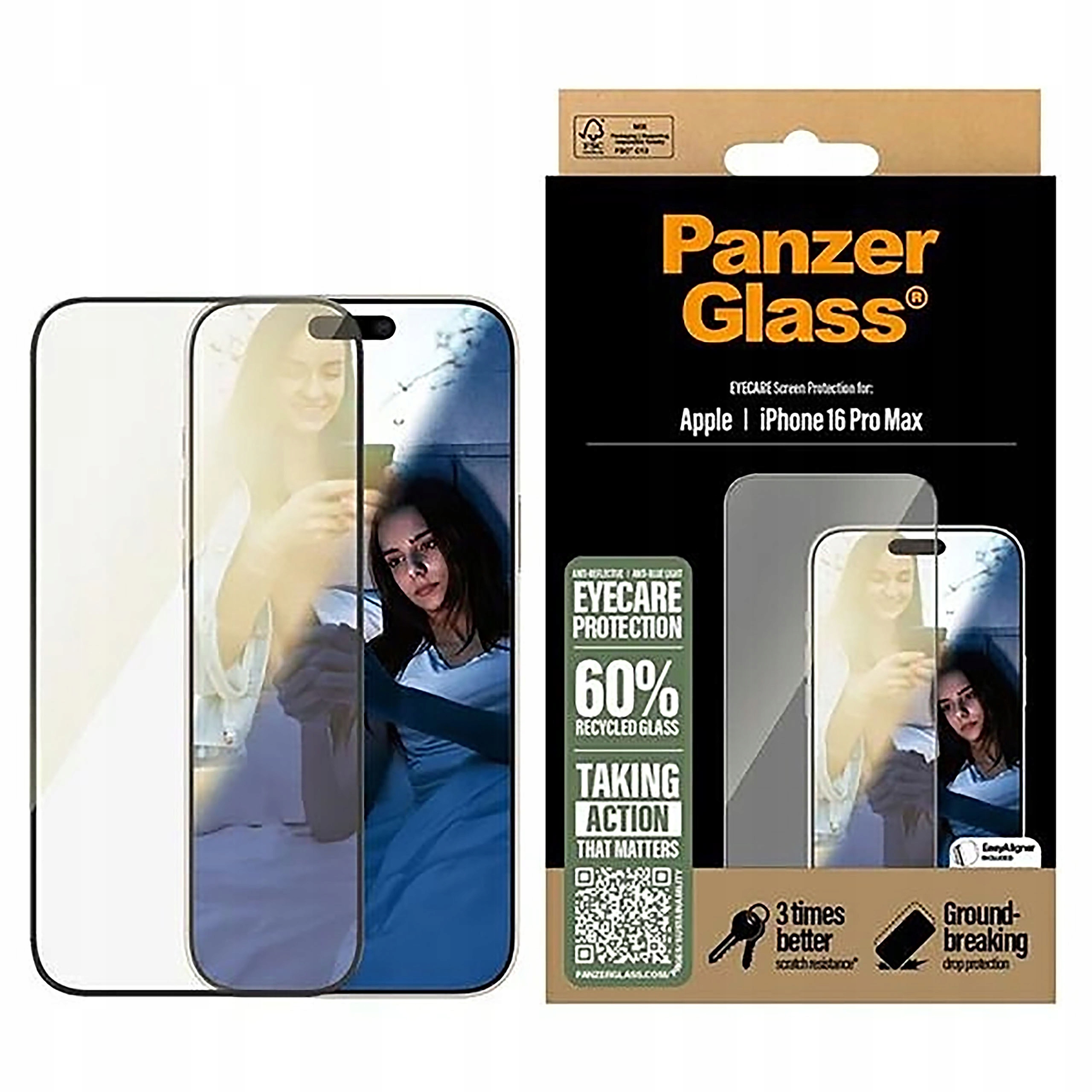 Szkło hartowane PanzerGlass EyeCare UltraWide Fit do iPhone 16 Pro Max