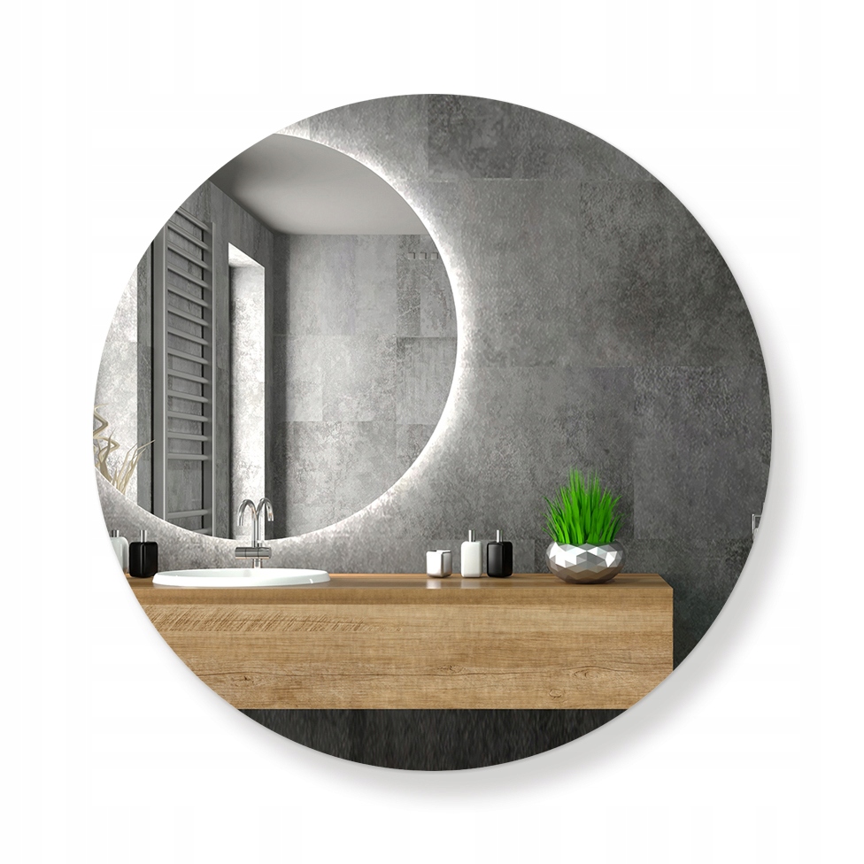 LUSTRO OKRĄGŁE SZLIFOWANE Z PODŚWIETLENIEM LED 60 cm