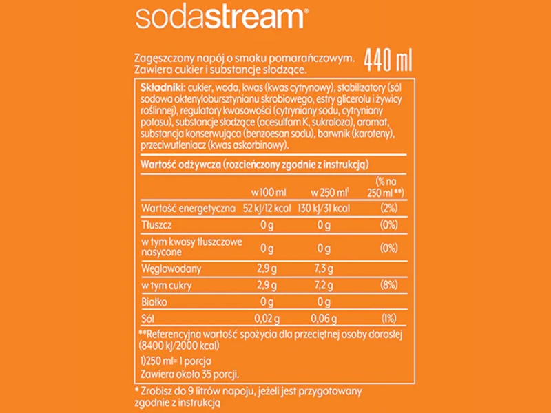 Syrop koncentrat Mirinda do saturatora Terra Sodastream 9L napoju z 440ml Stan opakowania oryginalne