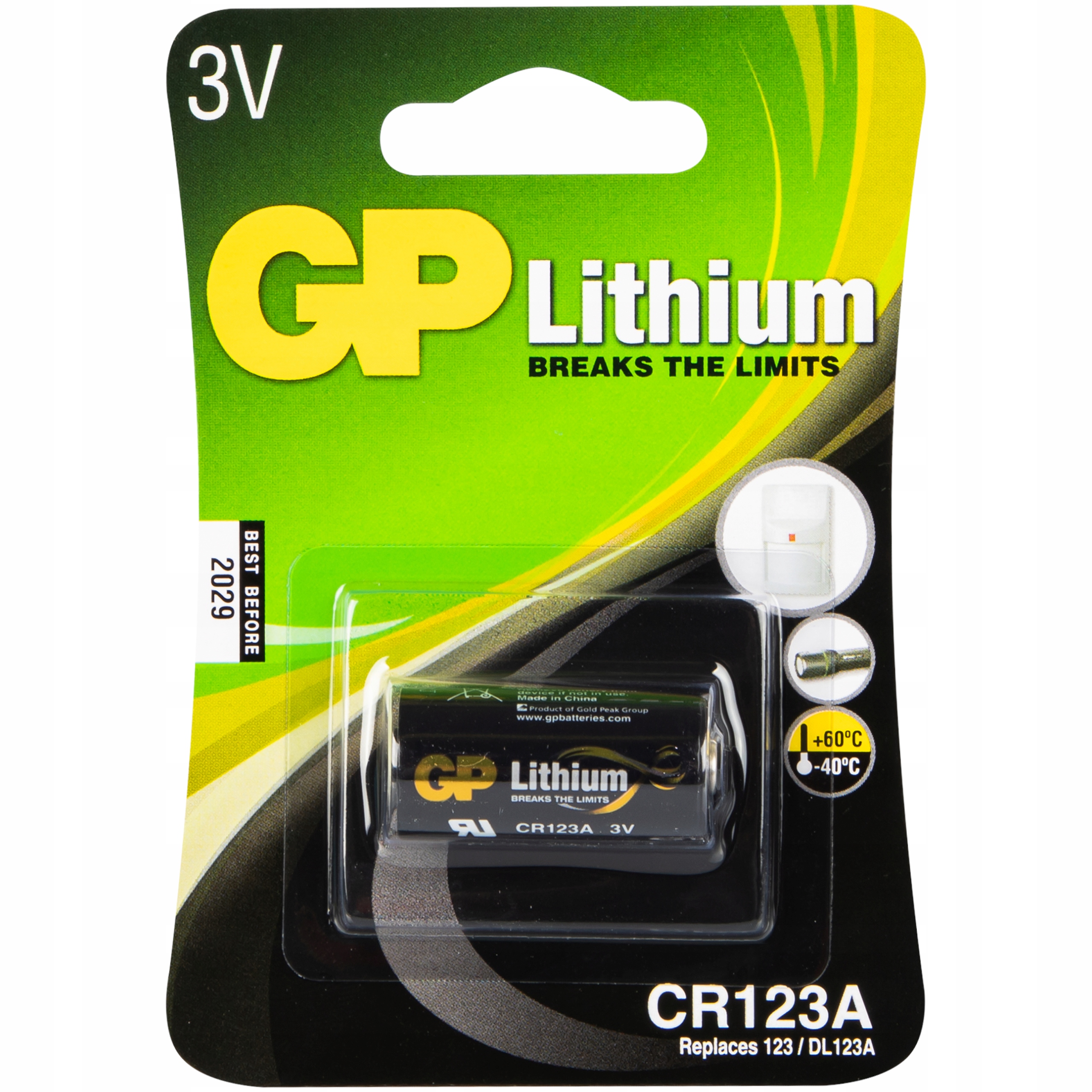 

Bateria litowa Gp 3V CR123A 123 CR123 DL123A 123A