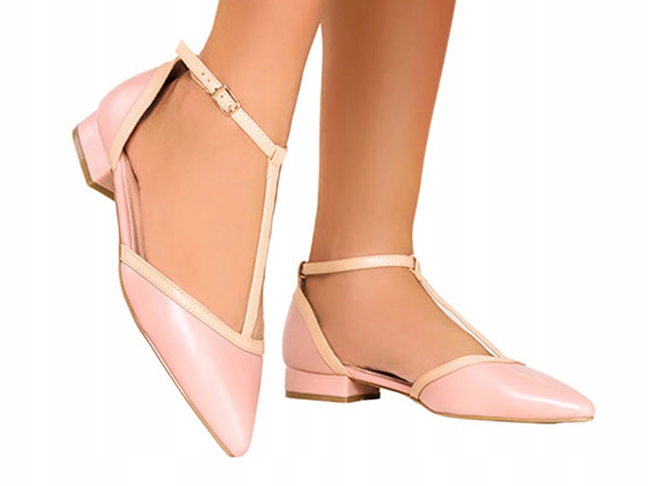 BALERINY DAMSKIE PŁASKIE BUTY T-BAR LEKKIE NEW 39