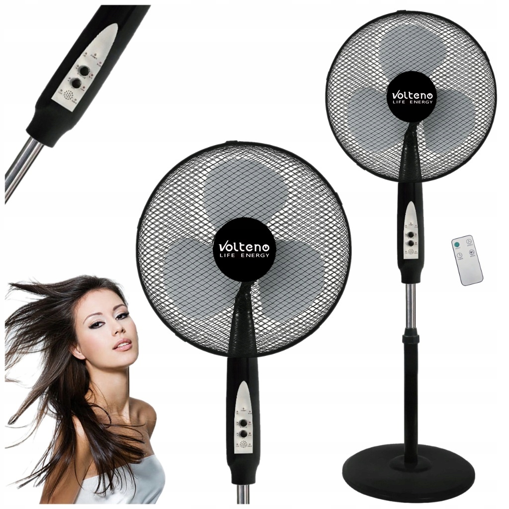 Stojanový Podlahový Ventilátor 40W Větrák Cirkulátor Tichý Výkonný Dálkový Ovladač 36 cm