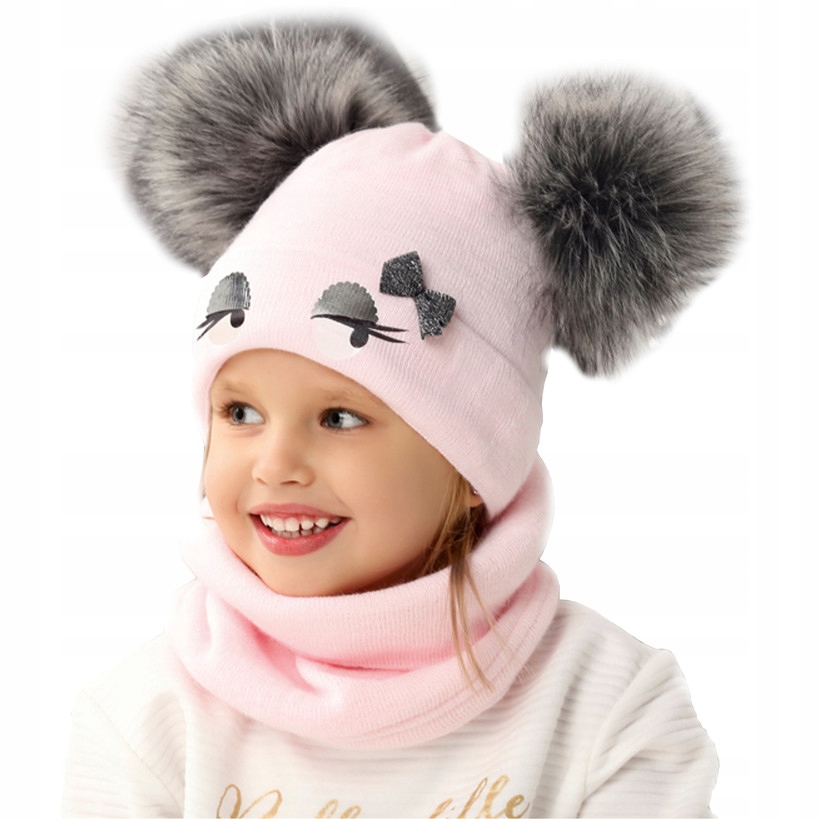 

Komplet Czapka Komin Dwa Pompony Zima roz. 50 54