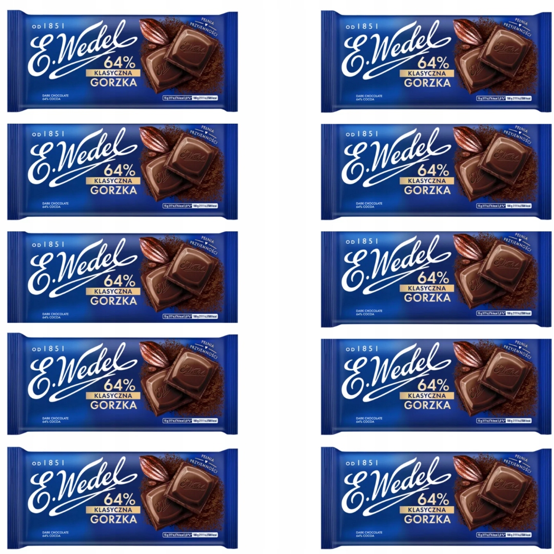Czekolada Wedel Klasyczna Gorzka 64% 90g 10 Sztuk