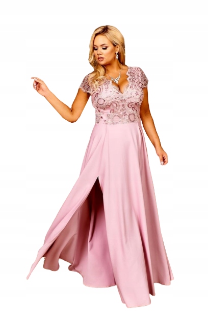 Krystal Pastel Pink Šaty s Krajkovou Horou 44