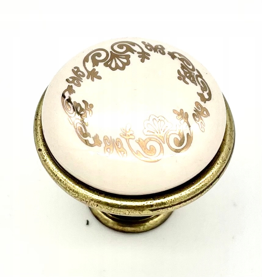 

Gałka Retro Stare Złoto I Porcelana