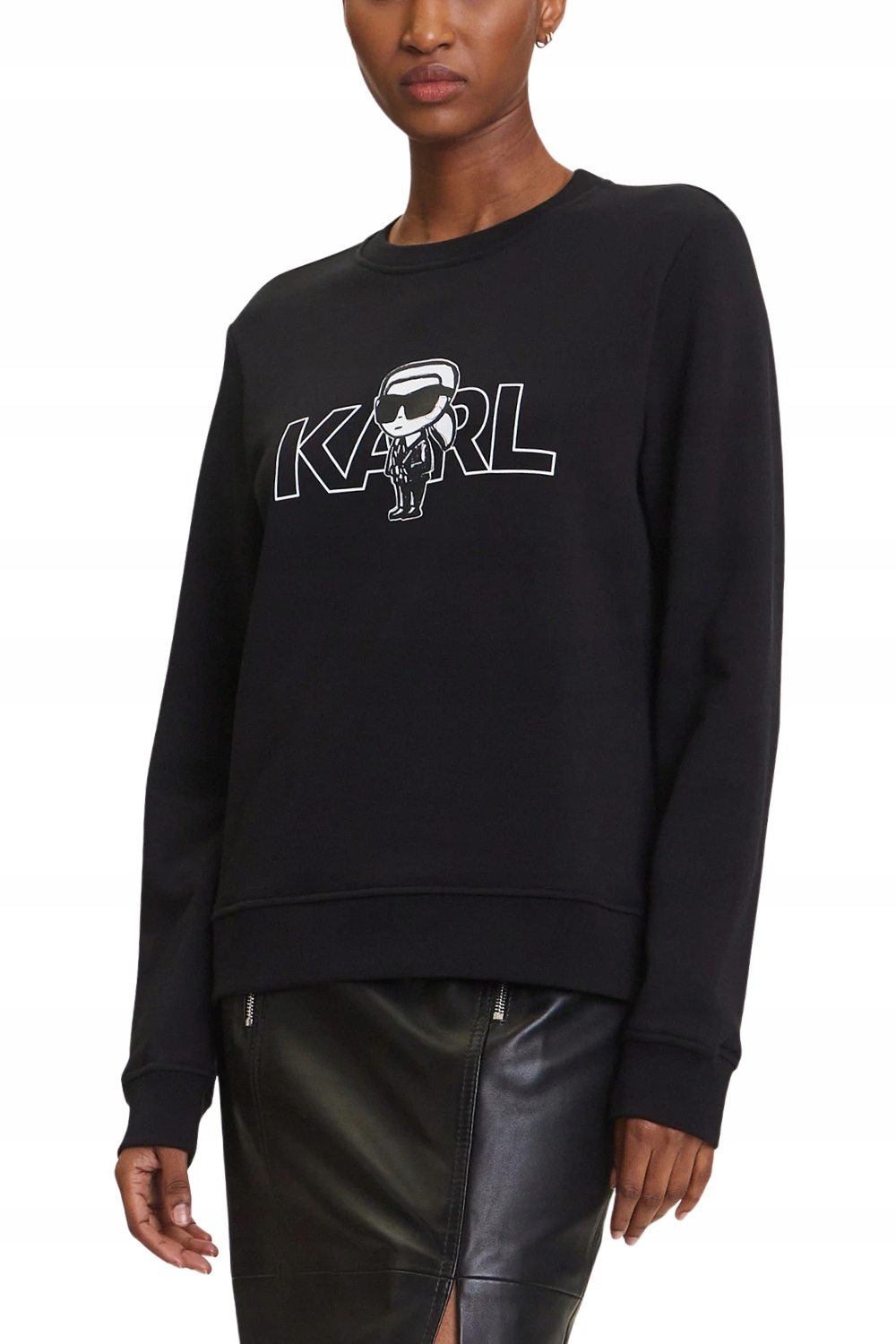 Dámská mikina Karl Lagerfeld Ikon s potiskem černá, velikost S