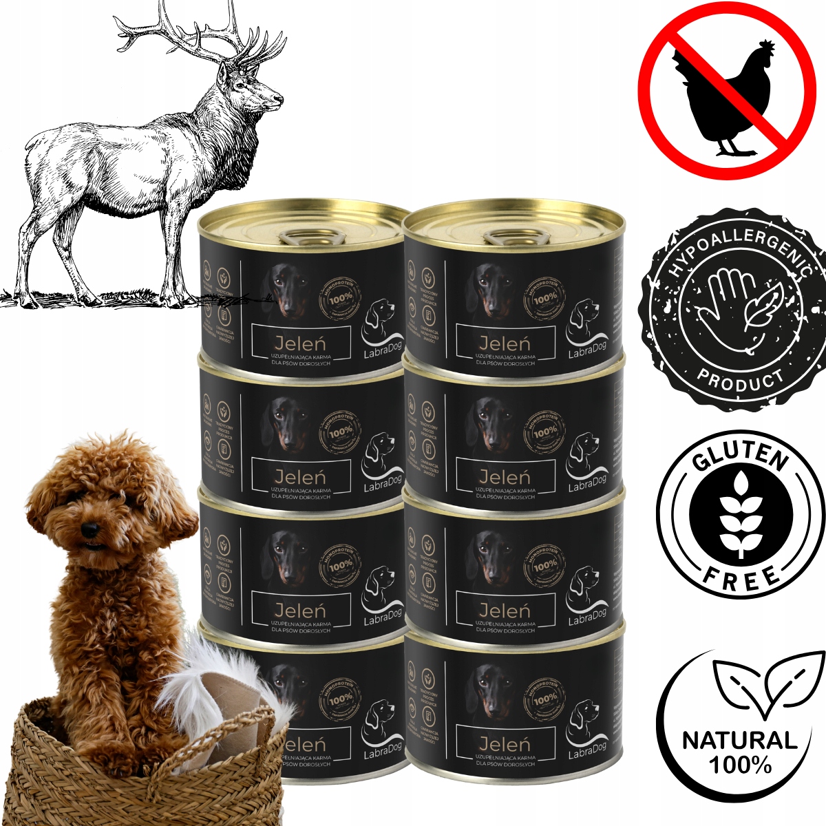 Levně LabraDog Superfood krmivo Hypoalergenní Mono Jelen 100% Barf 8x200g