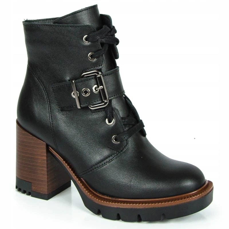 Laroni 7323 Kotníkové Boty Sloupek Kůže Lico Černé 39