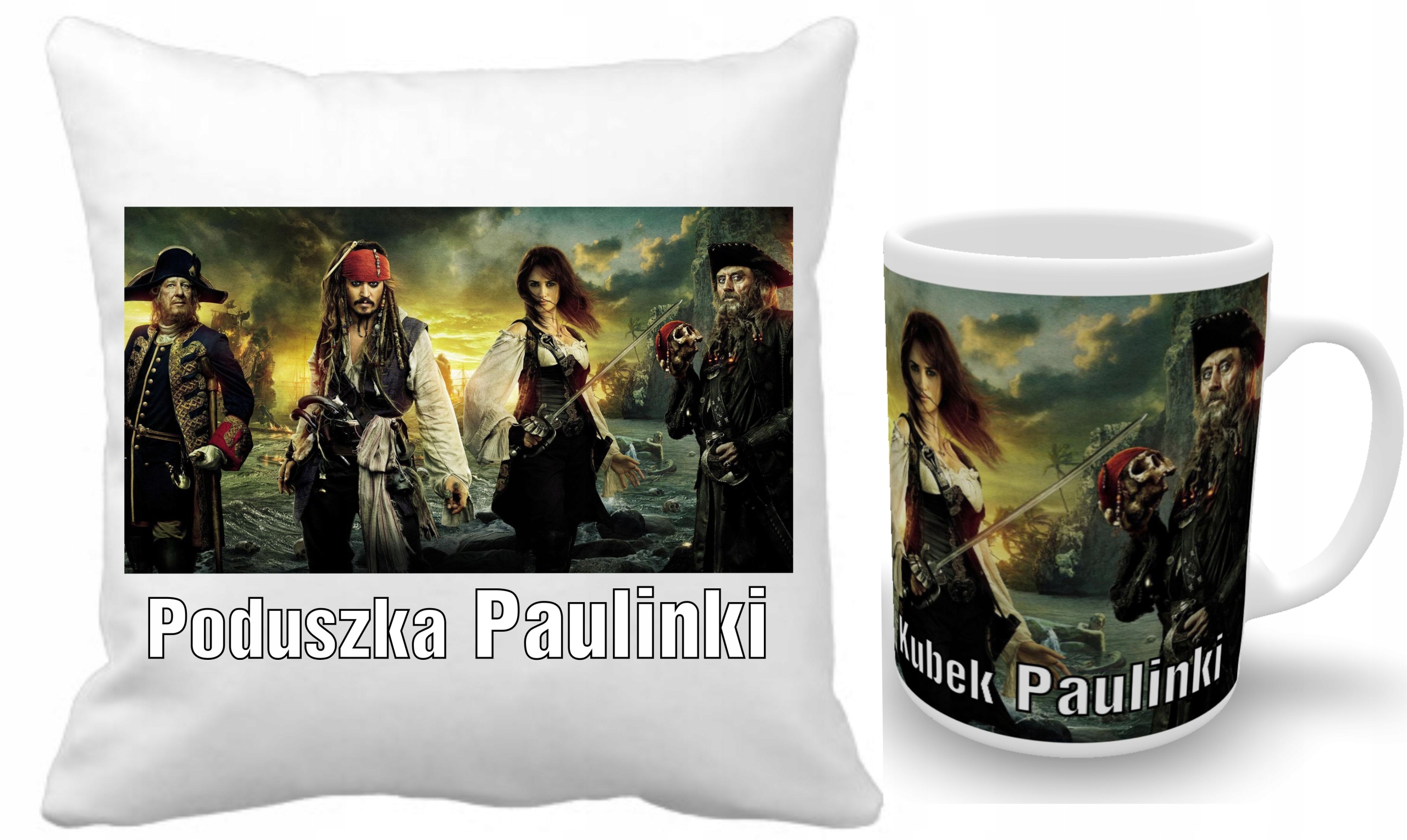 

Piraci Z Karaibów Zestaw Poduszka+kubek+imię