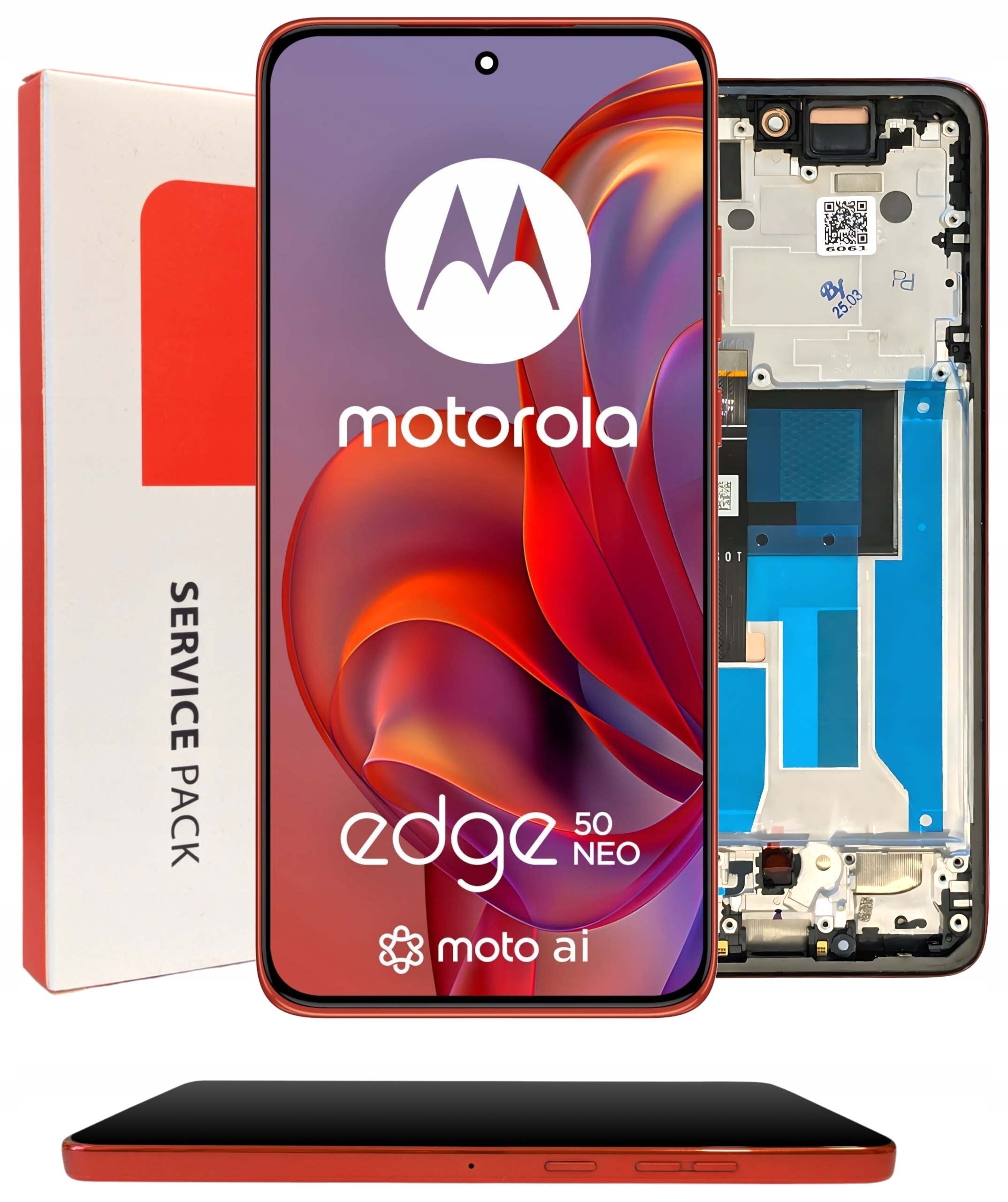 Originální Zila pro Motorola Edge 50 Neo LCD s rámečkem Červená matice