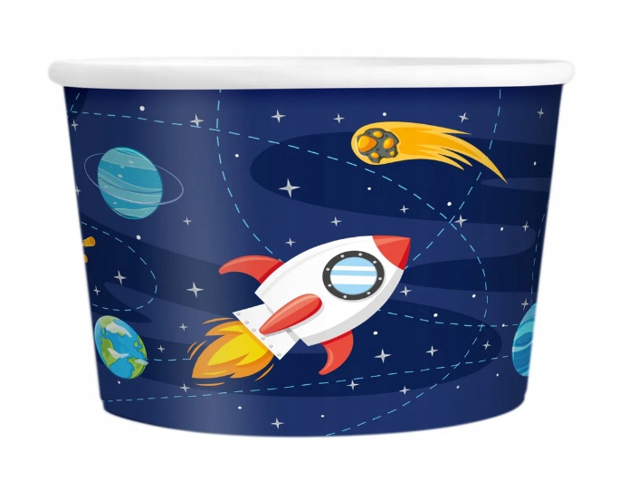 Kubeczki DO LODÓW na cukierki papierowe kolorowe KOSMOS niebieskie 6szt