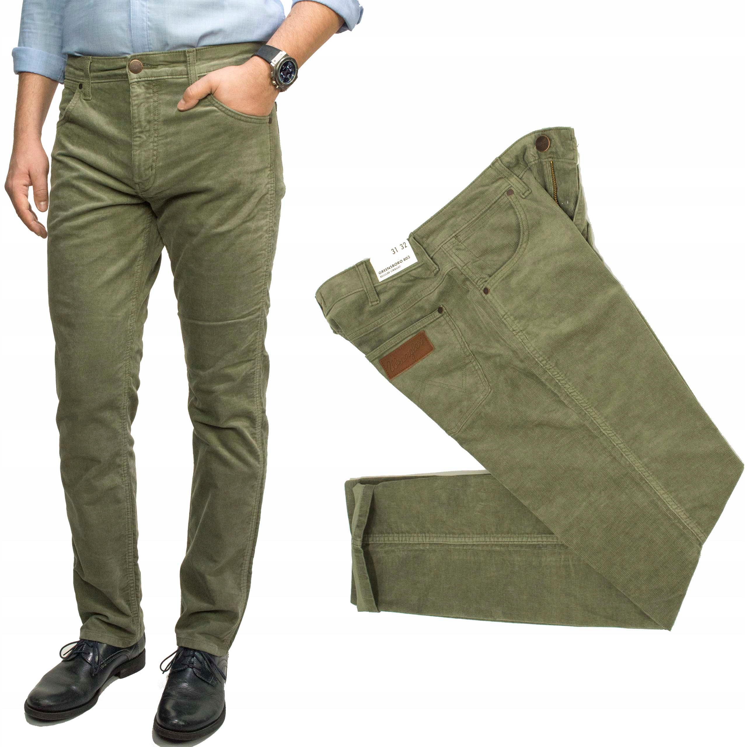 Wrangler Greensboro Dusty Olive pánské kalhoty jednoduché manšestrové W40 L34
