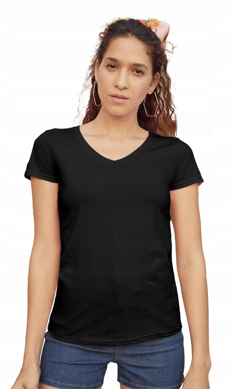 

Koszulka V-neck damska Value bawełna czarna XL