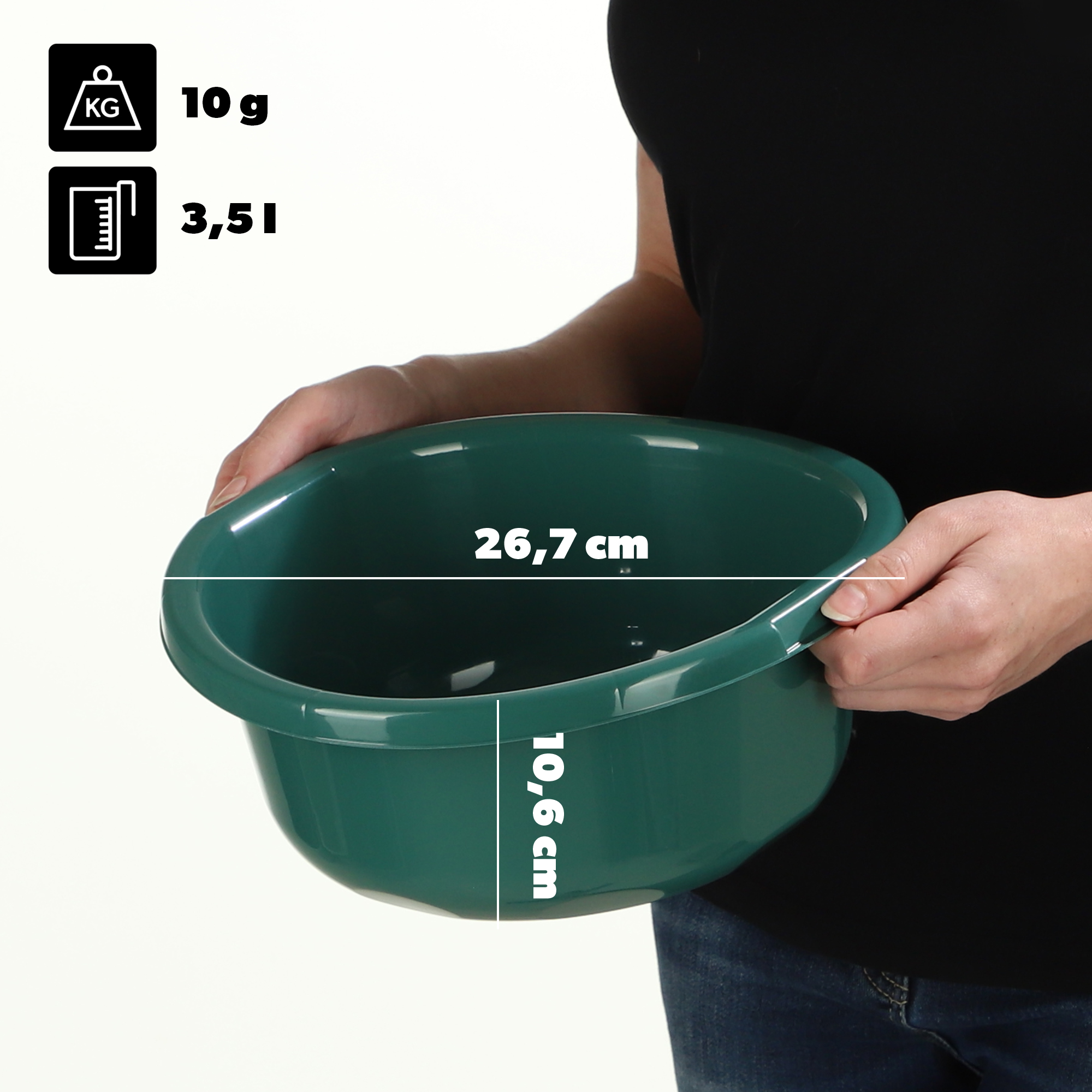 MISKA PLASTIKOWA NA PRANIE 3,5L OKRĄGŁA MIEDNICA POJEMNIK Z UCHWYTAMI Kod producenta K9523