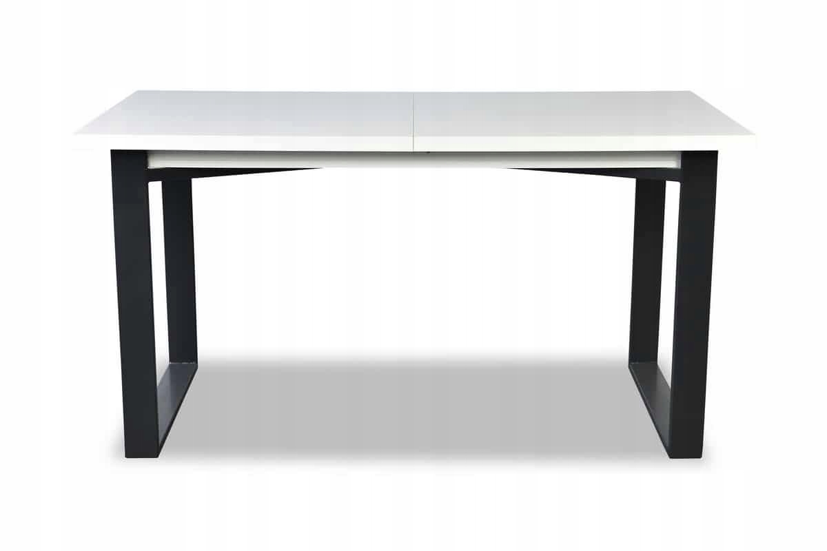 Stół Rozkładany Loft nogi metalowe Biały Połysk Kolekcja Venus
