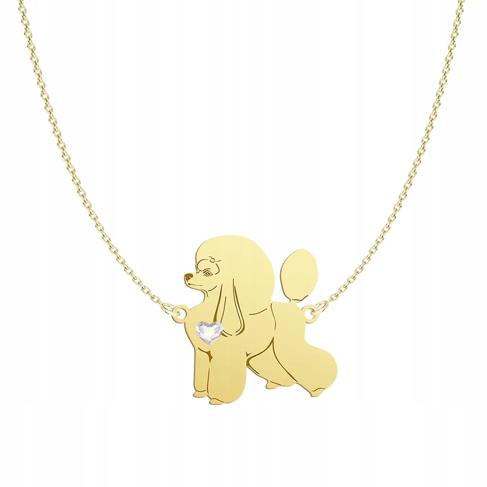 Zlatý náhrdelník s pudlem Stříbro 925 Dárek pro ženu Šperk Gravírování Bonus