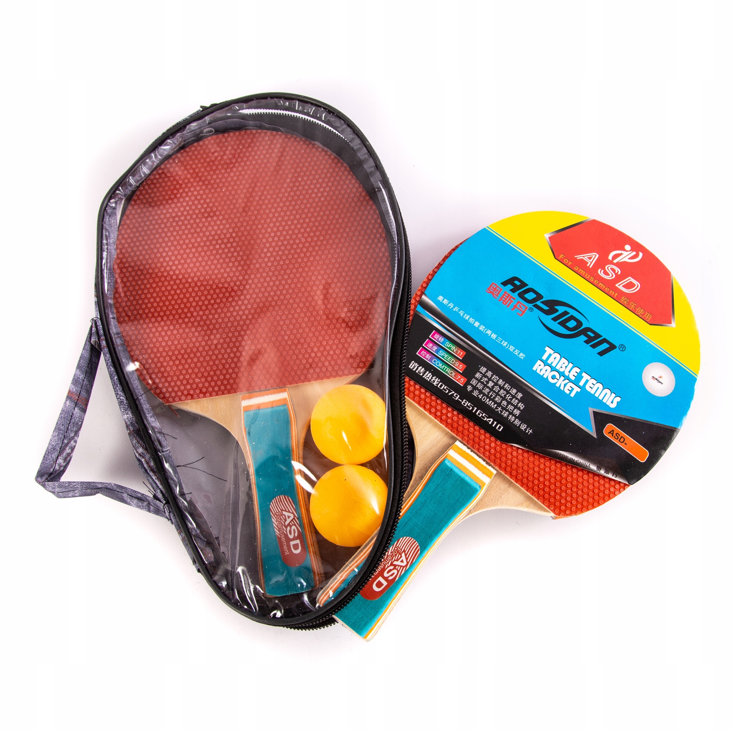 2 RAKIETKI PALETKI ZESTAW DO PING PONGA W POKROWCU + 3 PIŁECZKI