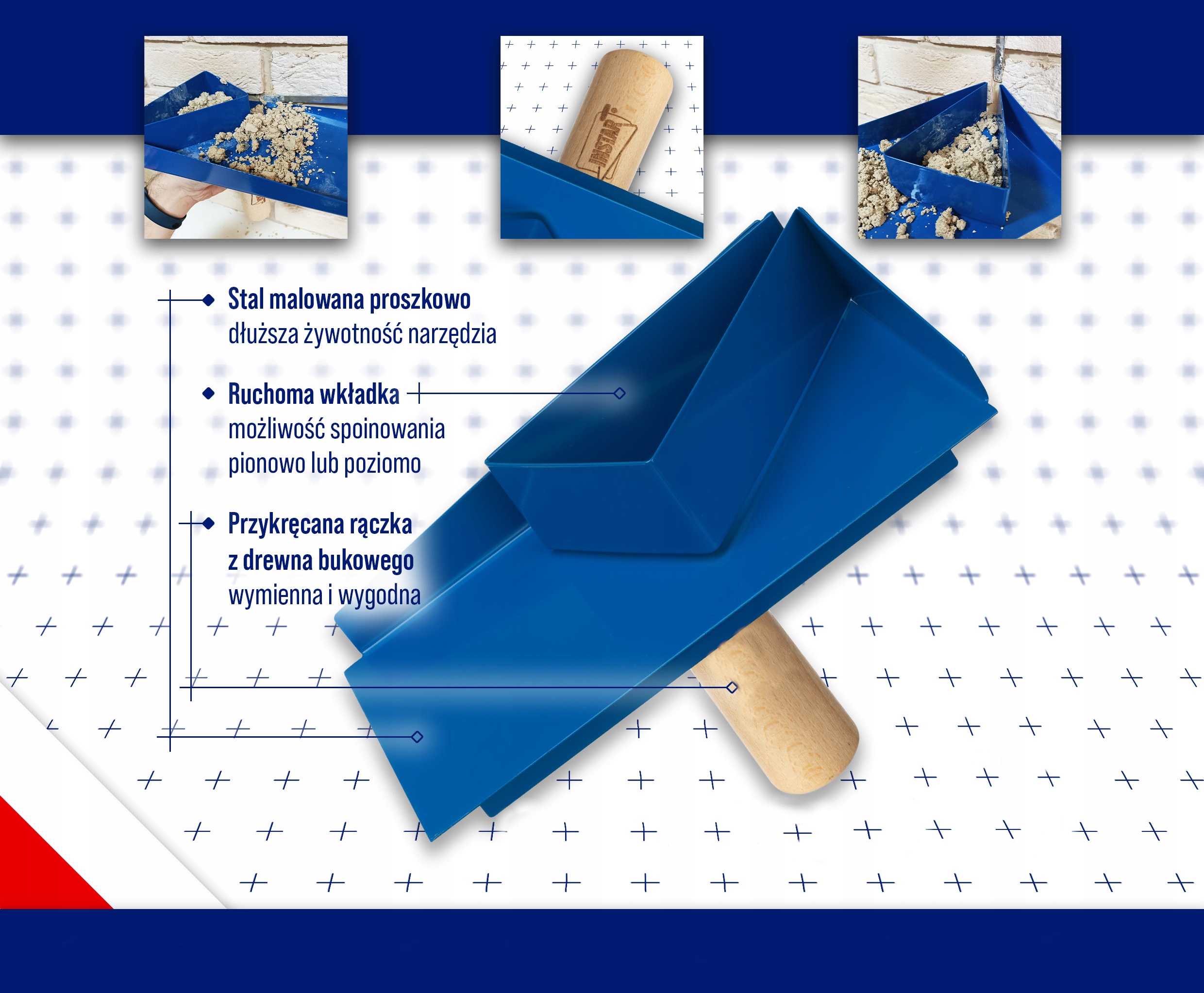 Przyrząd do Fugowania Klinkieru 3 SPOINÓWKI DREWNO Marka Plastline