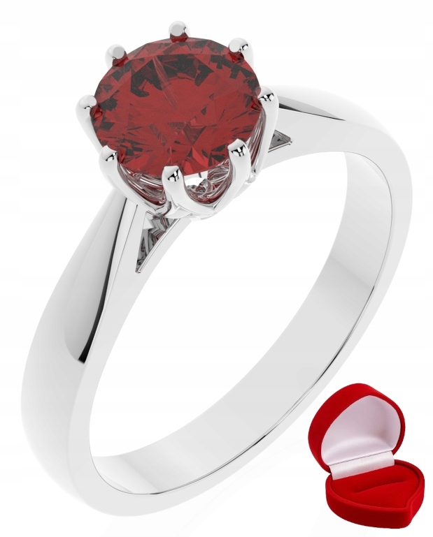 Zlatý Prstýnek 585 14k Rubín 1 ct Bílé Zlato R29