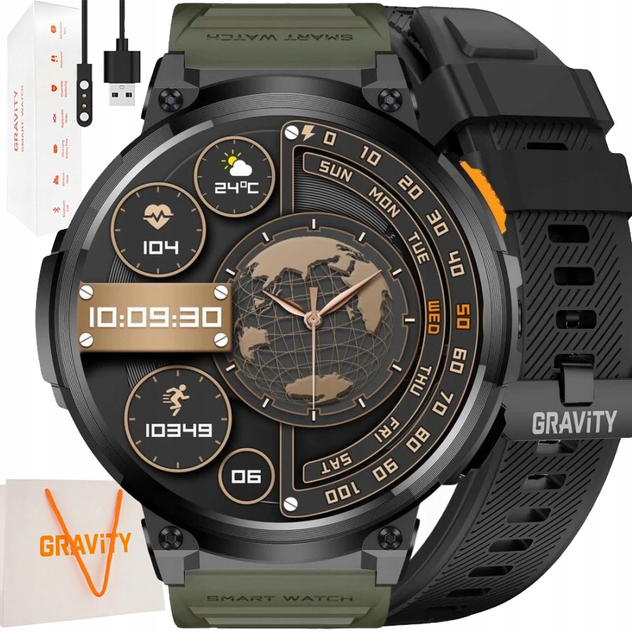 Duży zegarek męski Smartwatch Gravity z Rozmowami Duża Bateria 730mAh 1.85"