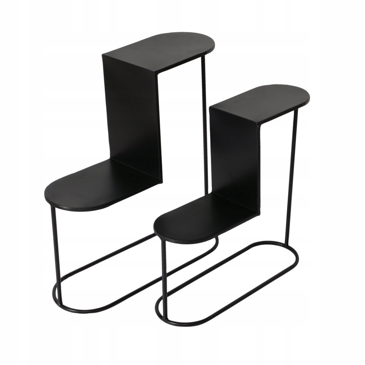 Kvetináče Schodíky Kovové Čierne Pluto Sada 2 Ks, Výška 45-55 CM