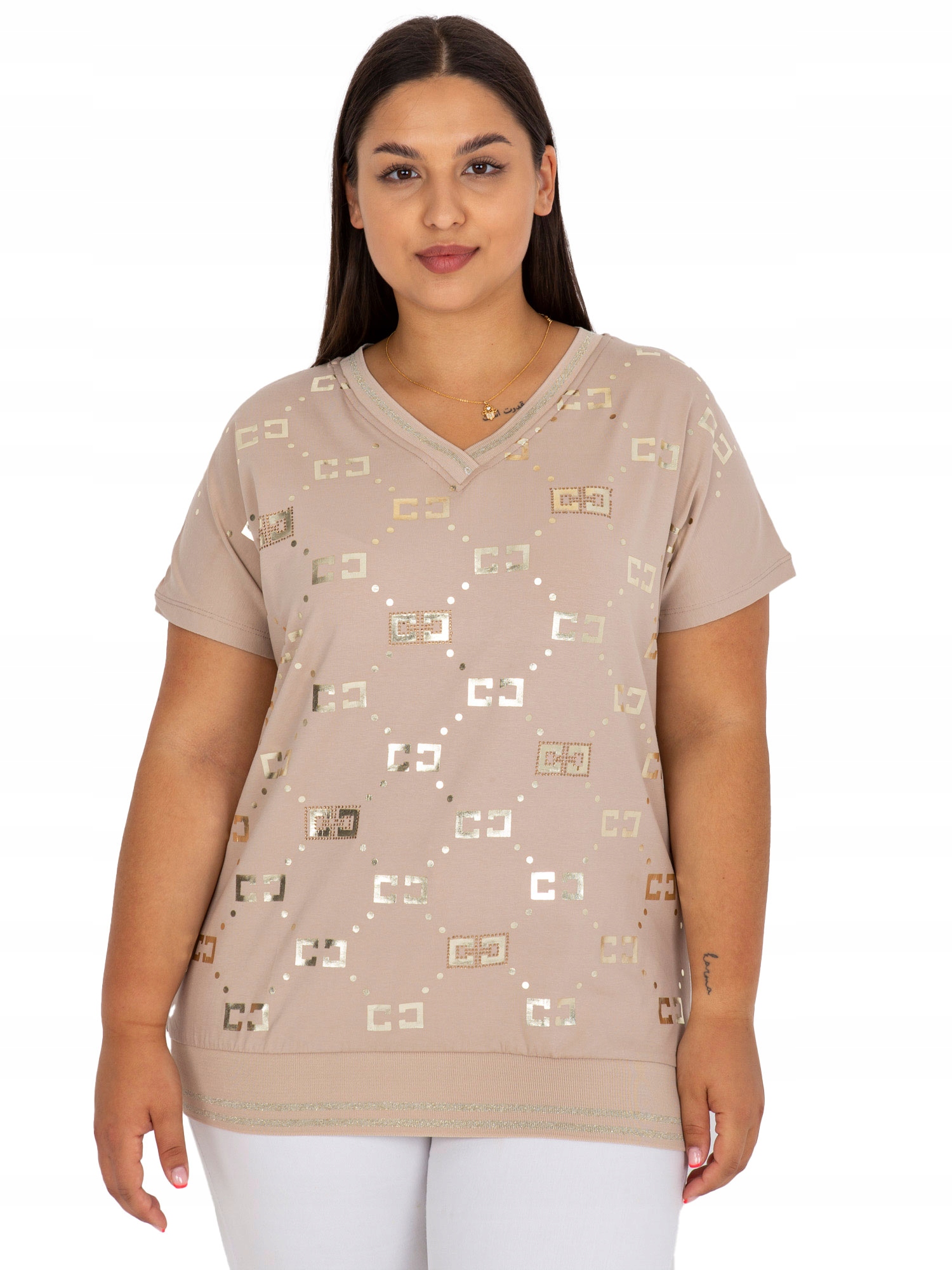 

Modna Bluzka Damska Plus Size dekolt w serek