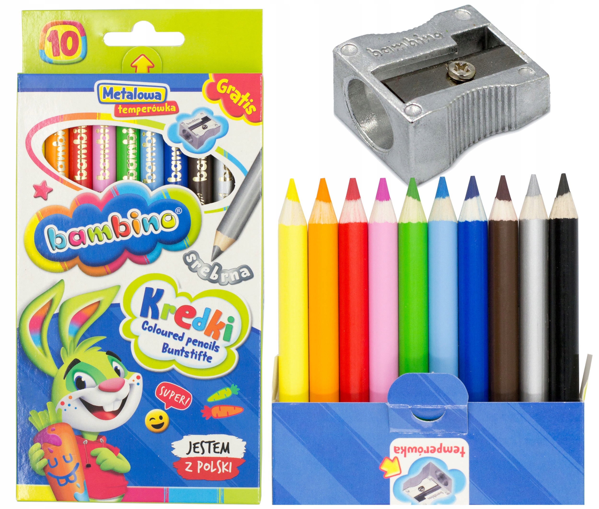

Kredki szkolne Bambino grube temper.