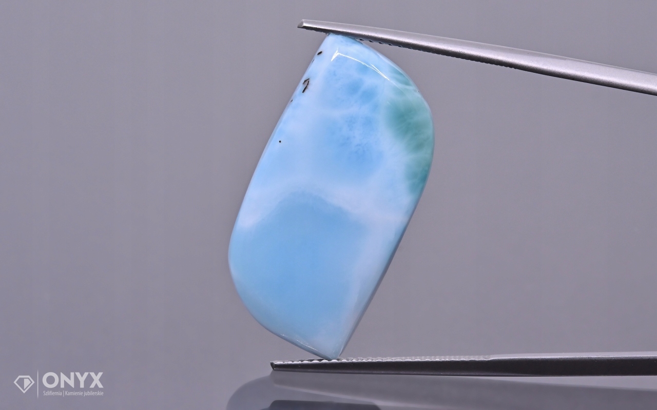 Larimar kabošon nepravidelný 29x14,5 mm