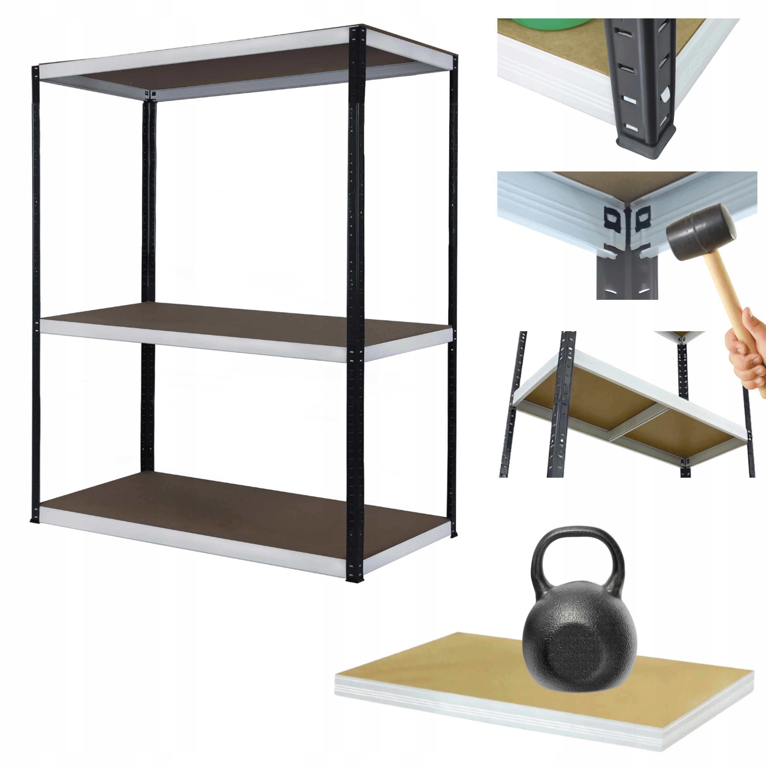 Kovový skladový regál a stojan Helios 90x100x30 cm 3Px175 kg